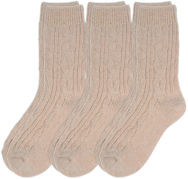 두발로 여성용 멜란지 울 니트 장목 양말 3p