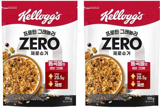 켈로그 프로틴 그래놀라 제로슈거, 350g, 2개 - 쿠팡