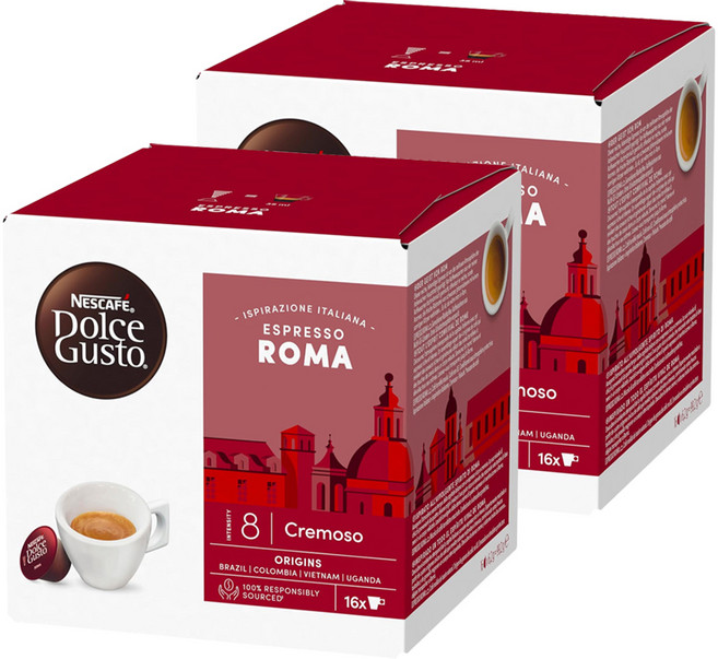 NESCAFE 雀巢咖啡 Dolce Gusto 多趣酷思 羅馬濃縮咖啡膠囊, 6.2g, 16個裝, 2組