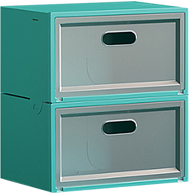 JOSIC 特大男莫蘭迪色側開鞋盒, 莫蘭迪綠, 2個