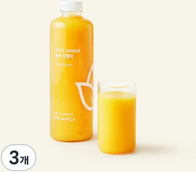 저스트주스 올가니카 퓨어 오렌지 주스, 900ml, 3개