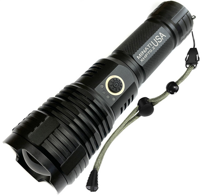 미나티 충전식 XHP 70.2 줌 LED 써치라이트 랜턴, 블랙, 1개
