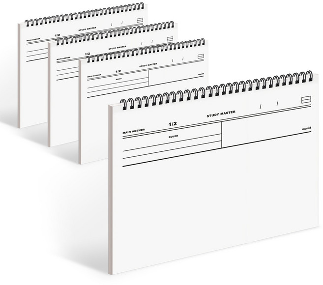 뮤니드 가로 스프링 분할 멀티 2분의1 유선노트, 화이트, 4개