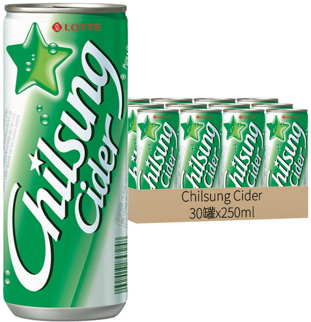 Chilsung Cider 經典汽水, 250ml, 30罐