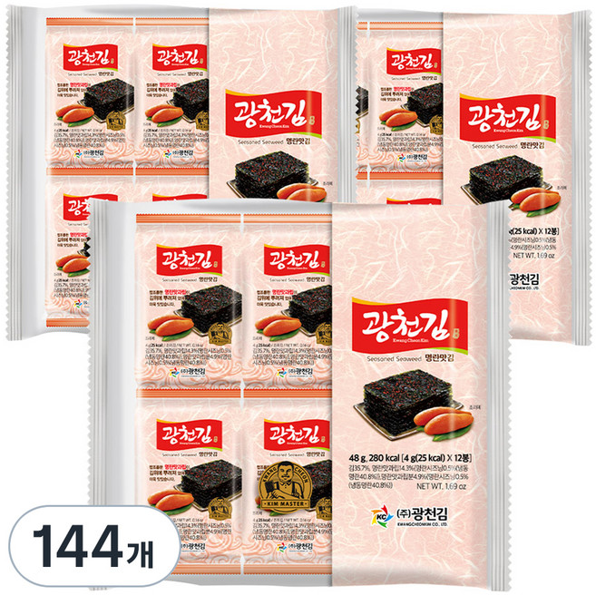 광천김 광천 명란맛 김, 4g, 144개