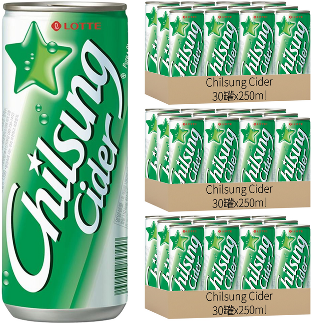 Chilsung Cider 經典汽水, 250ml, 90罐