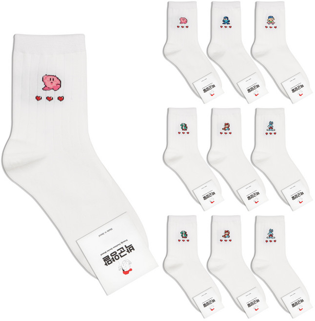 박군 여성용 픽셀캐릭터 10족 양말세트