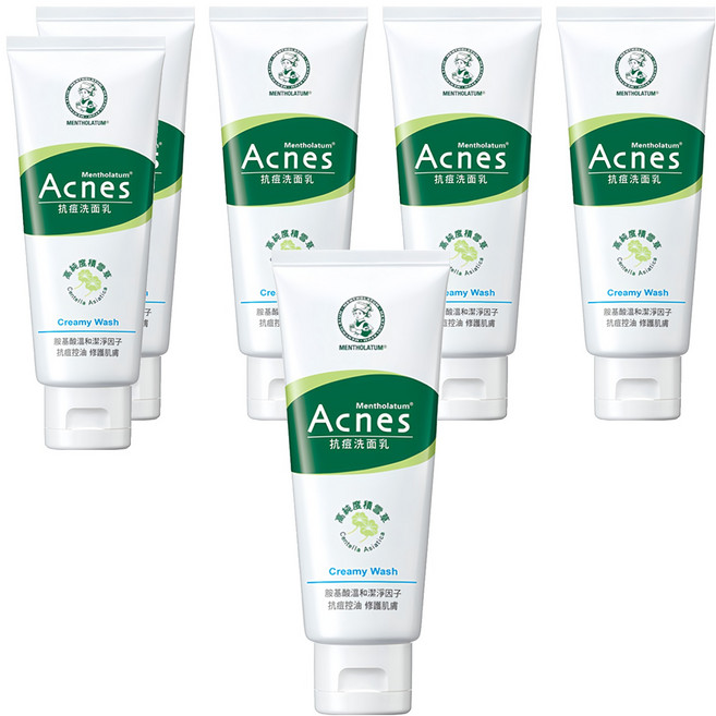 MENTHOLATUM 曼秀雷敦 Acnes 台灣公司貨 抗痘洗面乳, 100g, 6條