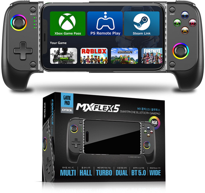 조이트론 스마트폰 안드로이드 아이폰 블루투스 게임패드, MXFLEX5, 블랙, 1개