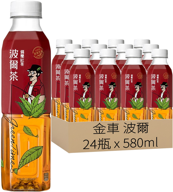 金車 波爾 波爾茶 錫蘭紅茶, 580ml, 24瓶