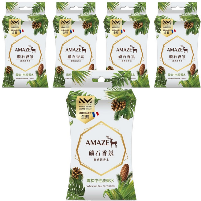 AMAZE 森林擴香 礦石香氛包 3包, 雪松中性淡香水, 60g, 5盒