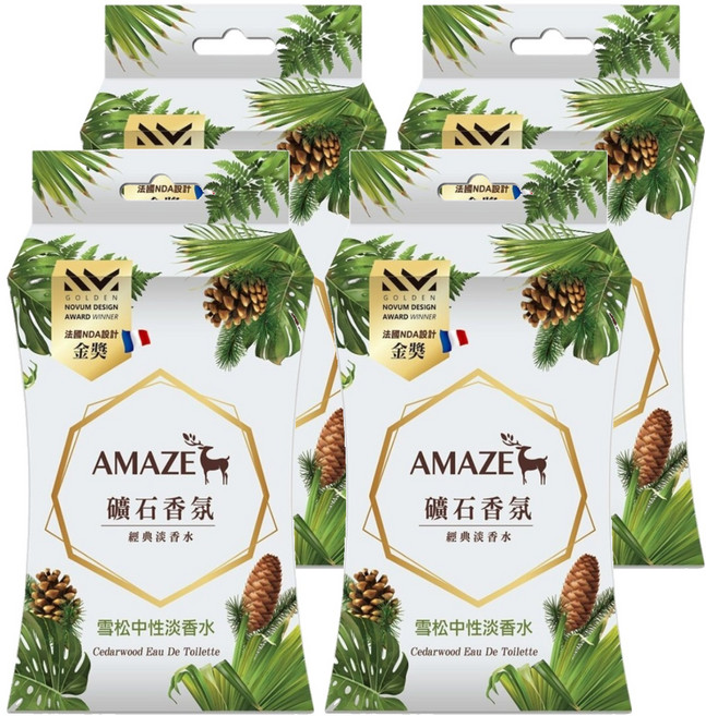 AMAZE 森林擴香 礦石香氛包 3包, 雪松中性淡香水, 60g, 4盒