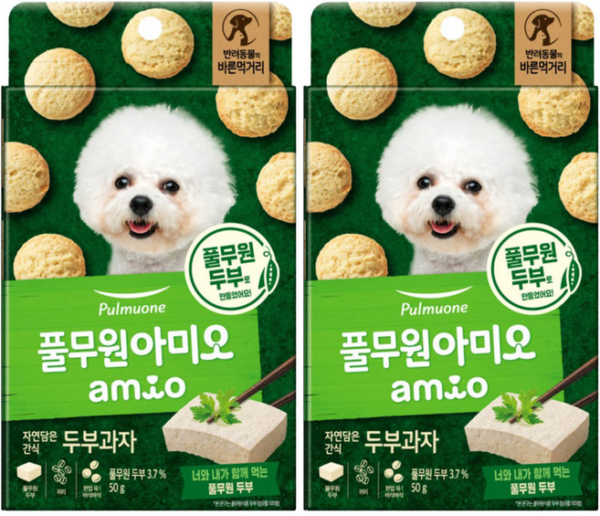 풀무원아미오 강아지 자연담은 과자 건조간식, 두부맛, 50g, 2개