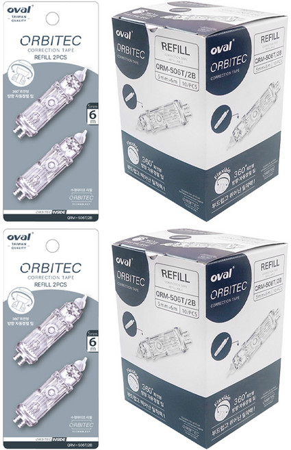 오발 수정 테이프 리필 10개, 투명, 2개