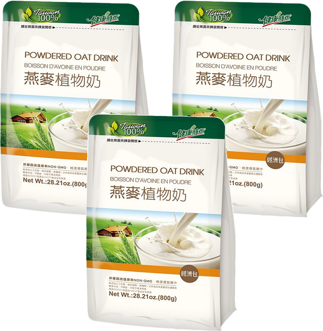 健康時代 燕麥植物奶 微糖, 800g, 3包