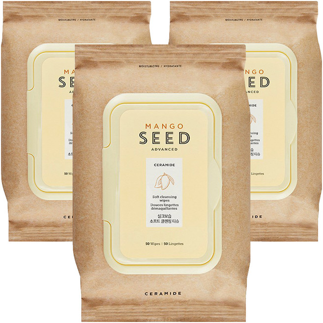 더페이스샵 망고씨드 실크보습 소프트 클렌징 티슈, 50매입, 3개