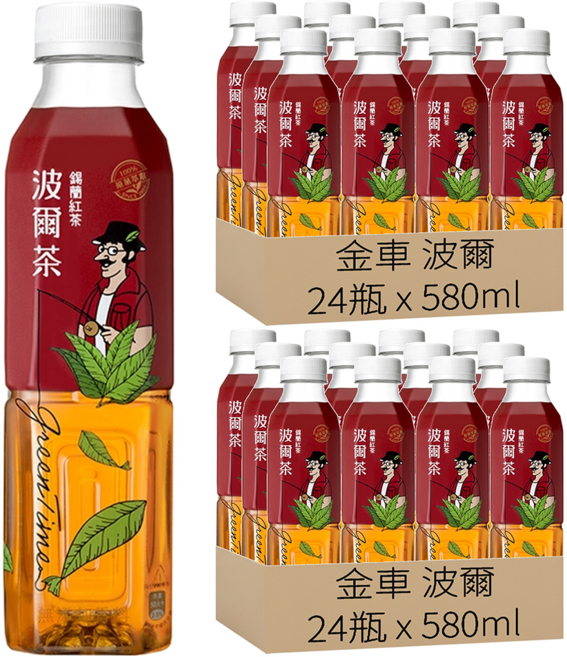 金車 波爾 波爾茶 錫蘭紅茶, 580ml, 48瓶