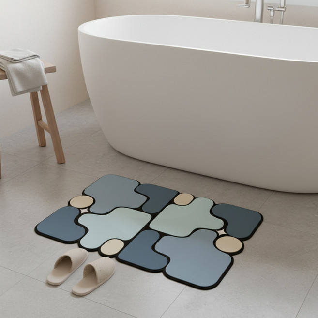 MF스토어빨아쓰는깨지지않는두꺼운아트퍼즐규조토발매트, 스카이블루