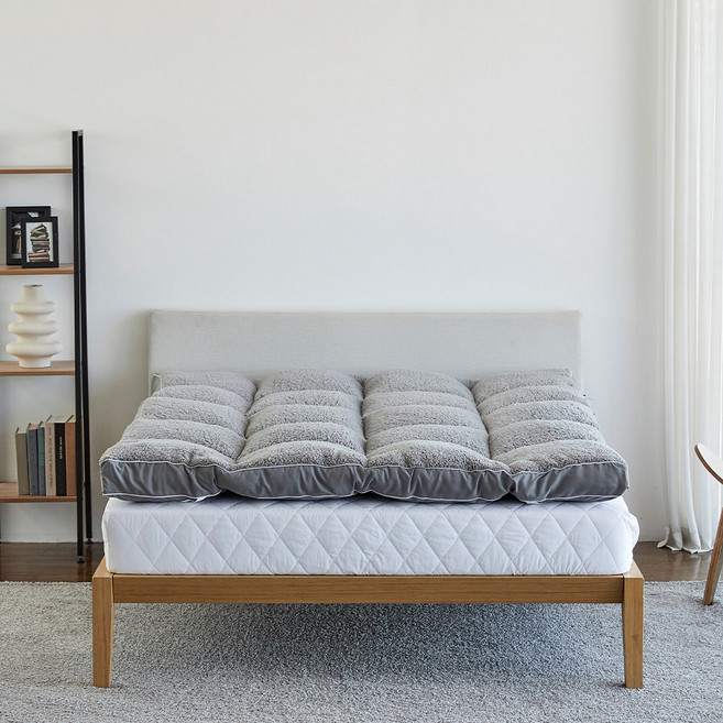 리브맘 대왕 자이언트 양면 양털 토퍼 슈퍼 10cm, 그레이