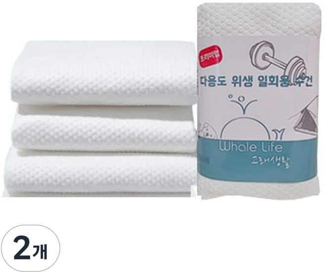 고래생활 다용도 위생 일회용 수건 100g 비스코스 프리미엄 10p, 화이트, 2개