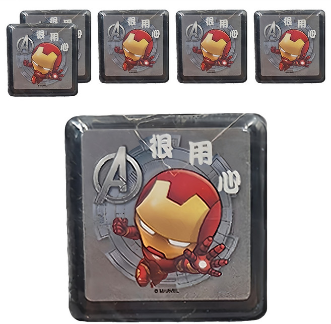 IRON MAN 鋼鐵人 方型連續印章 MPST30-1 很用心 6個, 1包