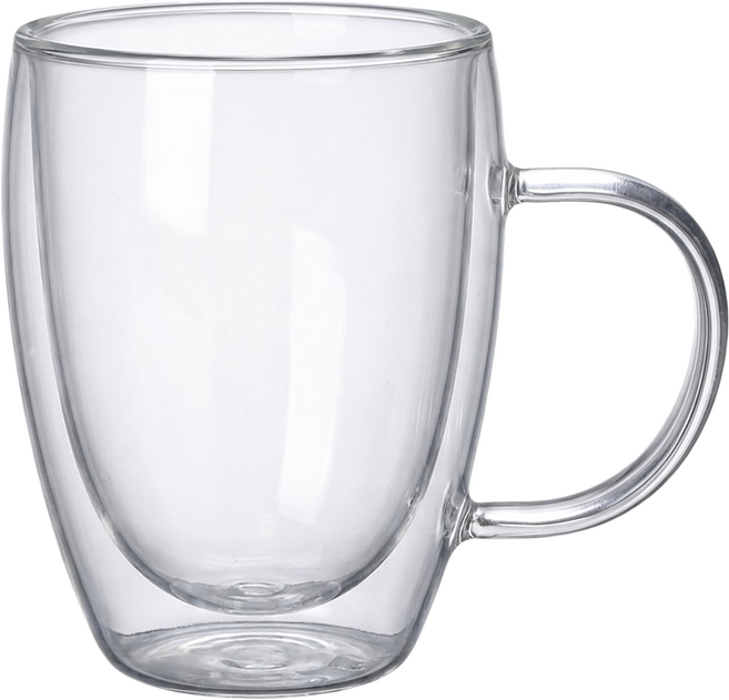 耐熱雙層玻璃馬克杯 350ml, 透明色, 1個