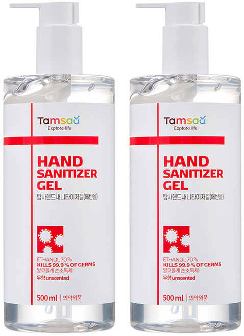 탐사 핸드 새니타이저 겔, 500ml, 2개