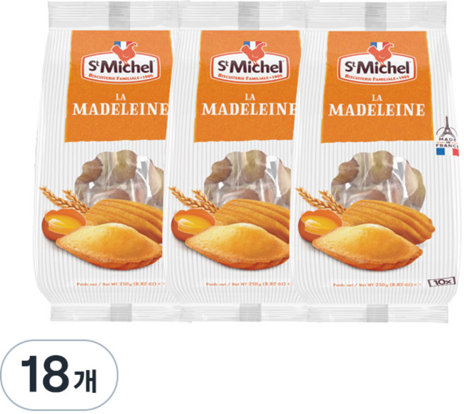 St Michel 袋裝瑪德蓮蛋糕, 250g, 18袋