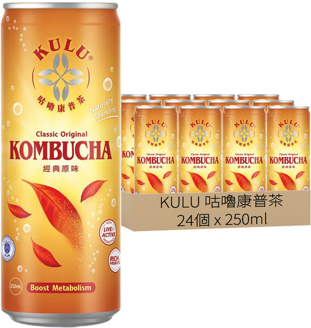 KULU 咕嚕康普茶 康普茶 經典原味, 1箱, 250ml, 24個裝