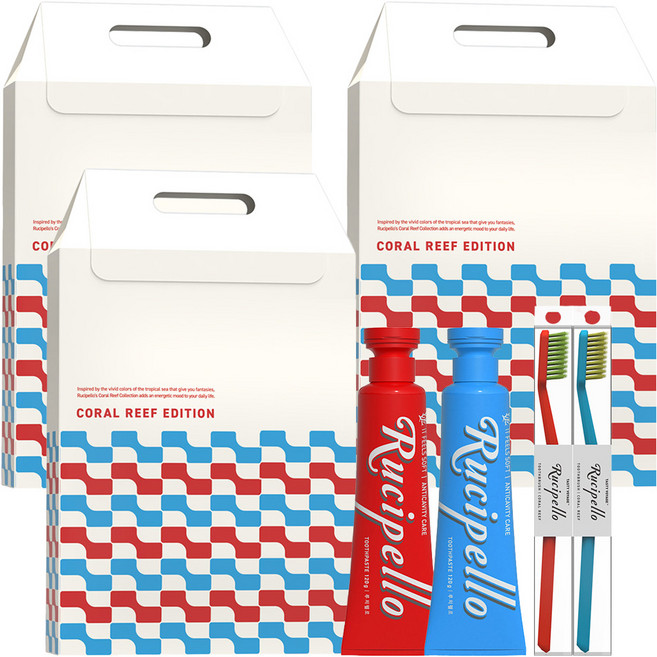 루치펠로 치약 2종 + 코랄리프 칫솔 2종 세트, 3세트
