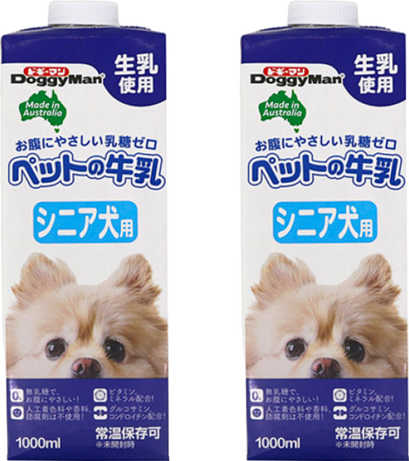 DoggyMan 多格漫 澳洲犬用牛奶 老犬用, 乳製品(生乳、脫脂牛乳、乳清蛋白), 1L, 2瓶