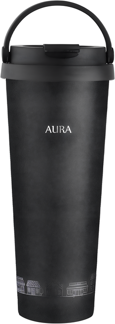 AURA 艾樂 台灣公司貨 小行星手提城市保溫杯 不鏽鋼內膽, 1個, 黑色, 700ml