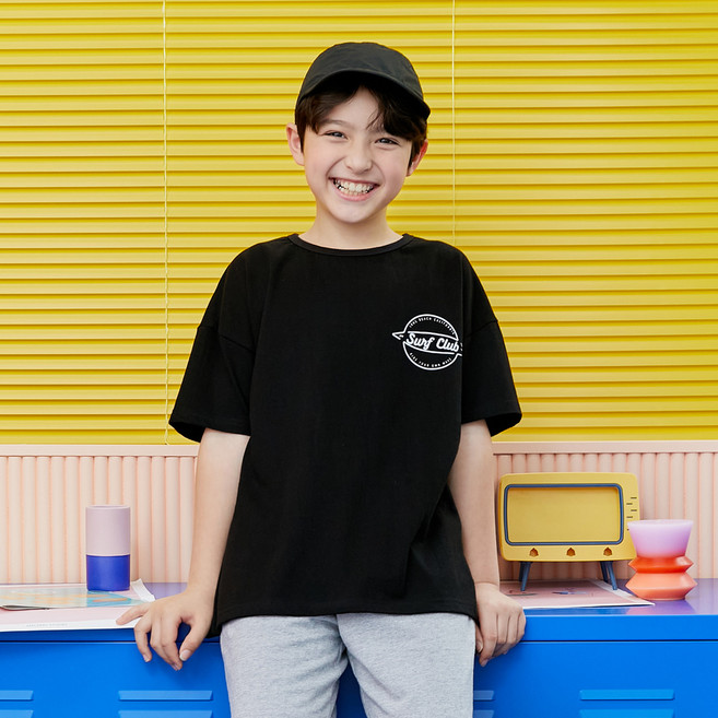 유라비 아동용 통기성 써머 오버핏 반팔 티셔츠