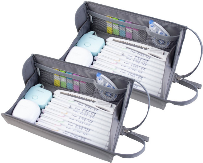 아트조이 고쿠요 KOKUYO 캠퍼스 트레이 대용량 멀티 필통, 그레이, 2개