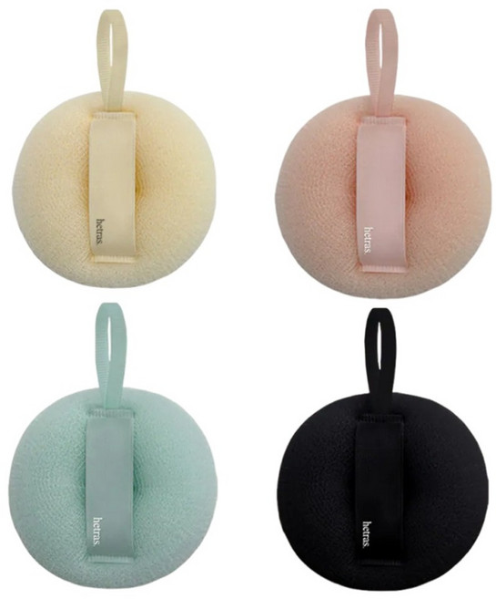 hetras. 深層清潔沐浴球, 奶油色 + 粉色 +藍色 + 黑色, 4個, 1盒