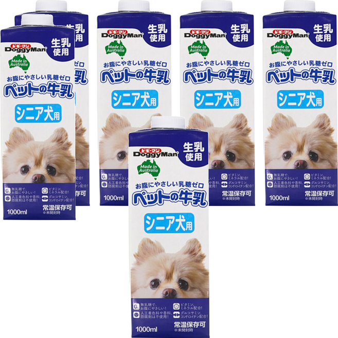 DoggyMan 多格漫 澳洲犬用牛奶 老犬用, 乳製品(生乳、脫脂牛乳、乳清蛋白), 1L, 6瓶