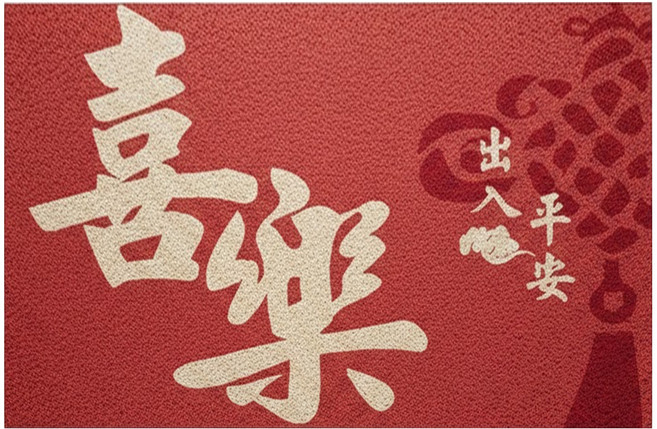 AFAMIC 艾法 新年紅色開運刮泥玄關新居腳踏墊/絲圈印花地墊 JA669, 1個, 喜樂 紅色