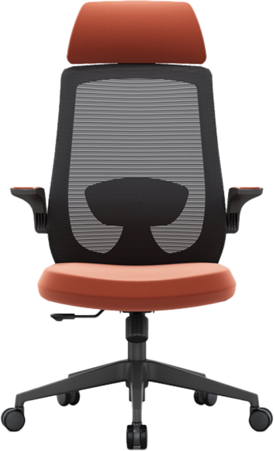 DEPE CHA56 黑框陽橘 人體工學設計 透氣網布 可調節辦公椅/學生椅