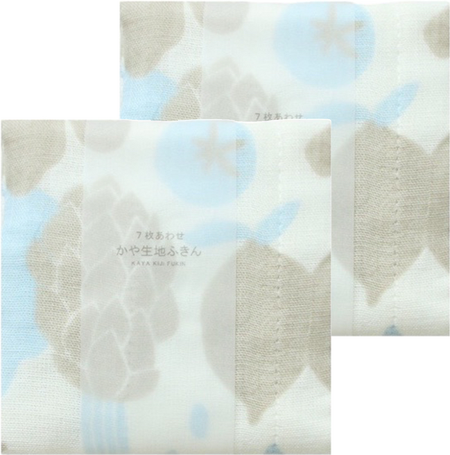 HARADA ORIMONO 原田織物 七重棉紗蚊帳家事布 粉藍野菜, 2件