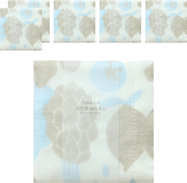 HARADA ORIMONO 原田織物 七重棉紗蚊帳家事布 粉藍野菜, 6件