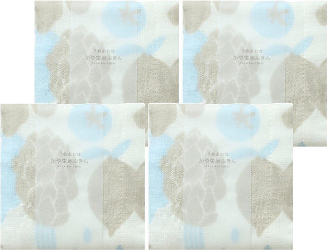 HARADA ORIMONO 原田織物 七重棉紗蚊帳家事布 粉藍野菜, 4件