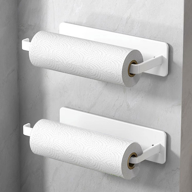 유티 무타공 부착식 다용도 키친타올걸이, 화이트, 2개