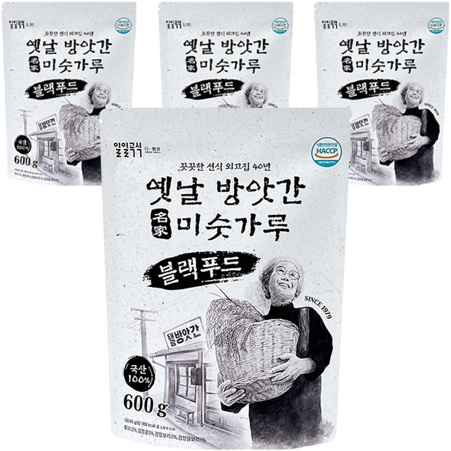 일일곡식 옛날 방앗간 미숫가루 블랙푸드, 600g, 4개