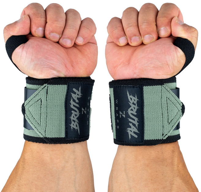 제로투히어로 헬스 파워리프팅 브루탈 손목보호대 카키, 2개, Khaki