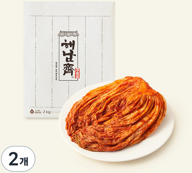 CJ제일제당 전라도식 해남재 포기 배추김치, 2kg, 2개