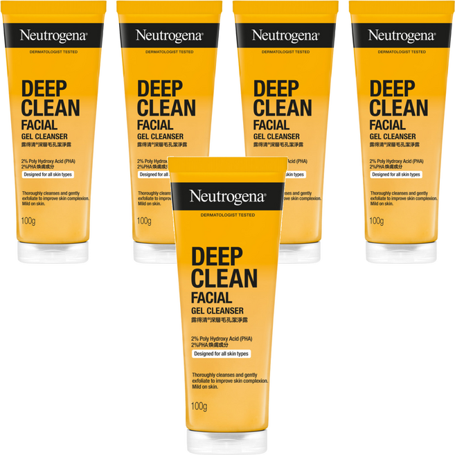 Neutrogena 台灣公司貨 深層毛孔潔淨露, 100g, 5條