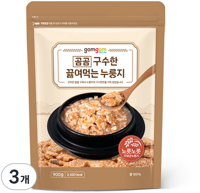 곰곰 구수한 끓여먹는 누룽지, 900g, 3개