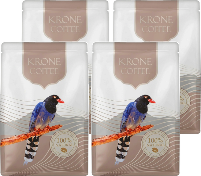 KRONE 皇雀 巴西 山多士咖啡豆/嚴選地區單品咖啡豆 半磅, 4包, 咖啡豆(無研磨), 227g