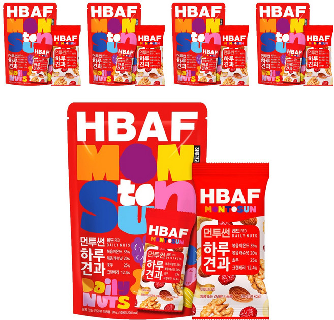 바프 먼투썬 하루견과 레드, 200g, 5개