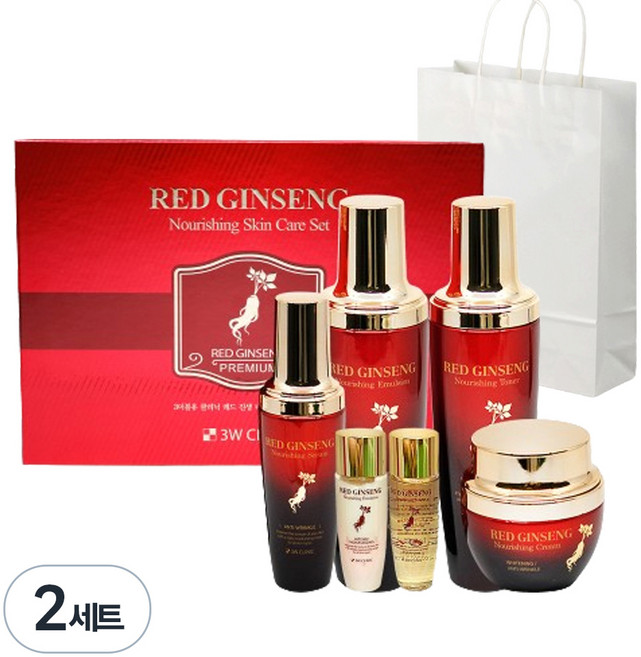 3W CLINIC 紅蔘緊緻亮白護膚禮盒 4款組+購物袋, 2套